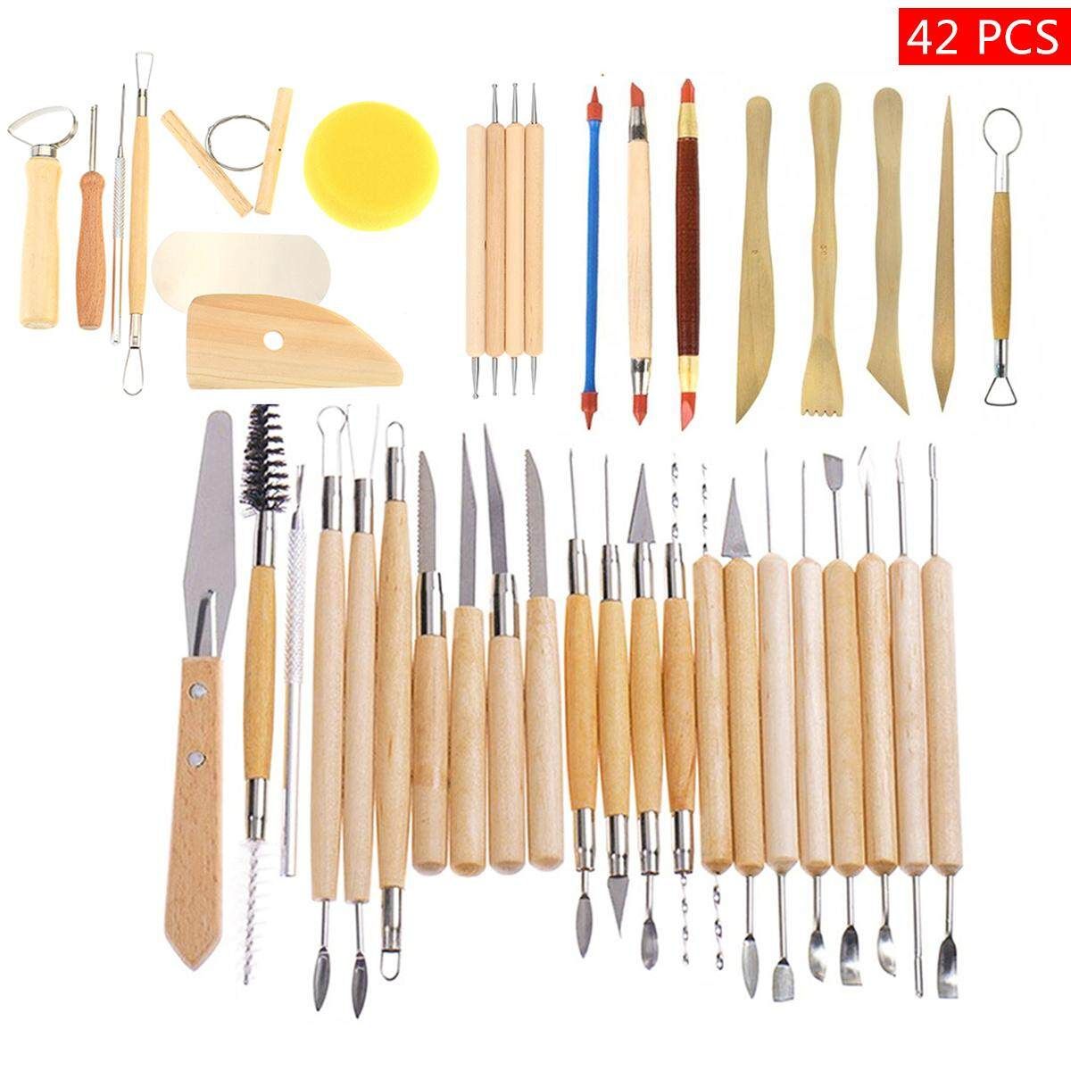 42Pcs Wooden Clay Sculpting Tools Pottery Carving Tool Set Modeling Craft Hobby