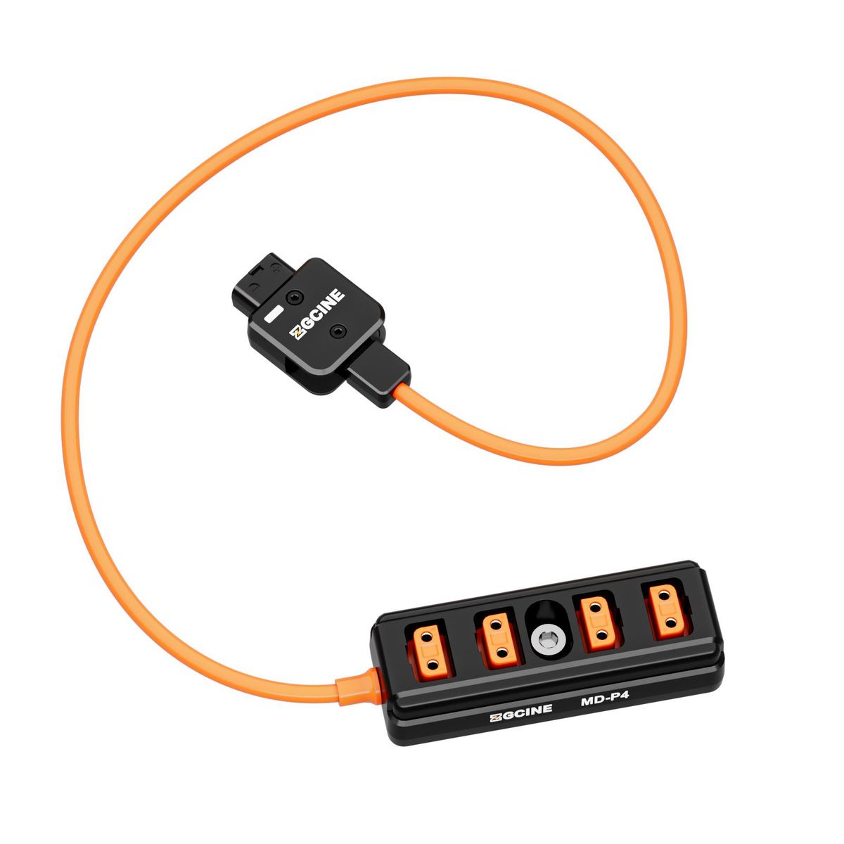 ZGCINE MD-P4 D-Tap Splitter Cable 180° Rotatable D-Tap Male Plug to 4 D-Tap Female Ports Power Supply for V-mount Battery D-Tap Power Hub 60cm Cable Length