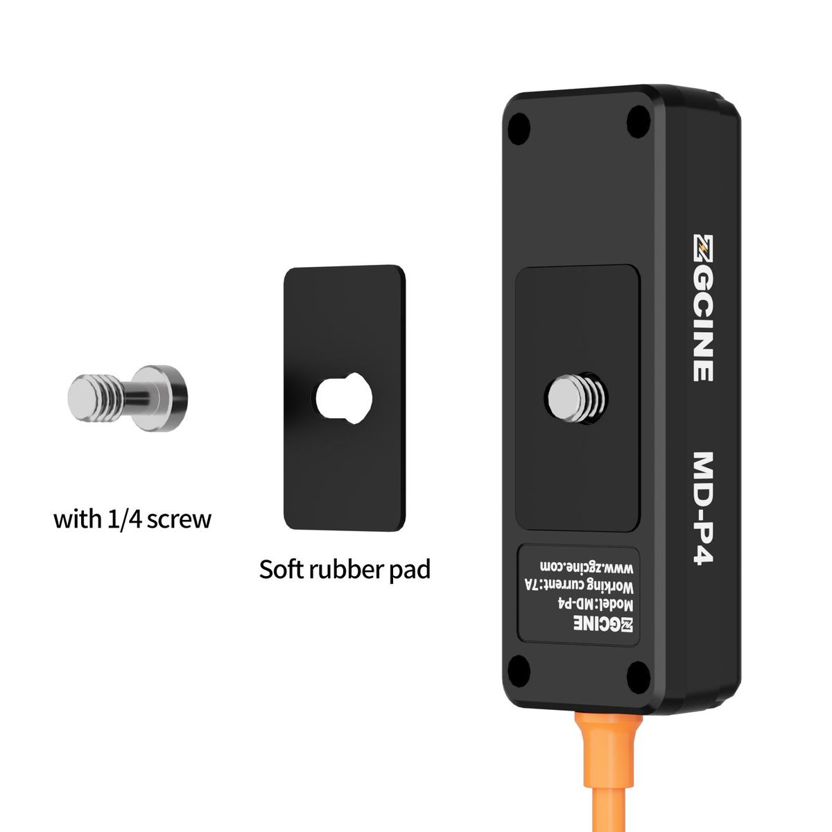 ZGCINE MD-P4 D-Tap Splitter Cable 180° Rotatable D-Tap Male Plug to 4 D-Tap Female Ports Power Supply for V-mount Battery D-Tap Power Hub 60cm Cable Length
