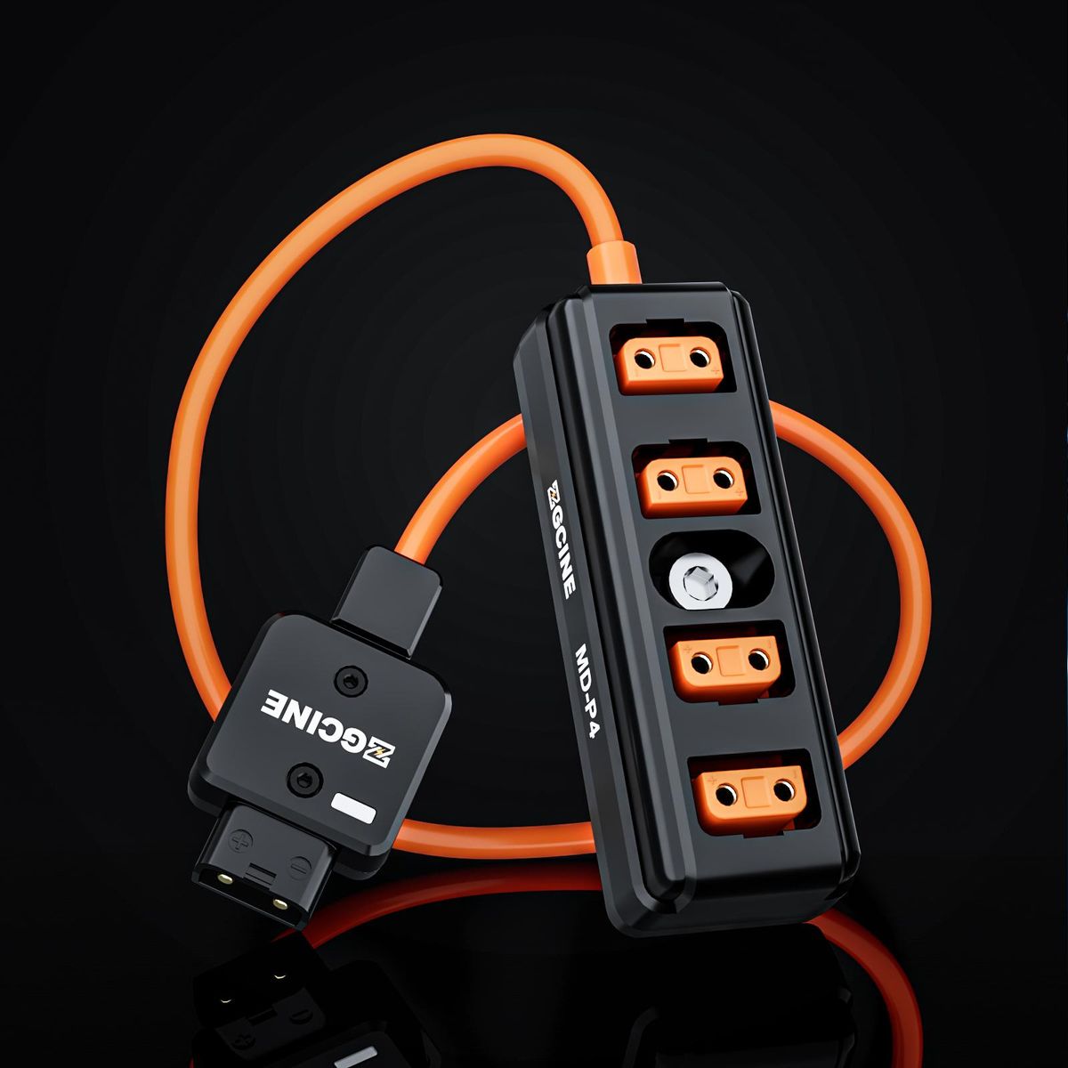 ZGCINE MD-P4 D-Tap Splitter Cable 180° Rotatable D-Tap Male Plug to 4 D-Tap Female Ports Power Supply for V-mount Battery D-Tap Power Hub 60cm Cable Length