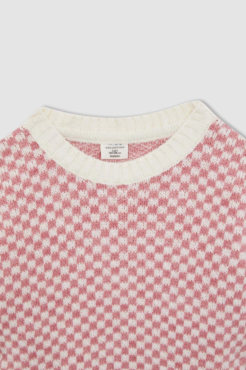 Girl - Regular Fit C Neck Long Sleeve Tricot Pullover - Purple
