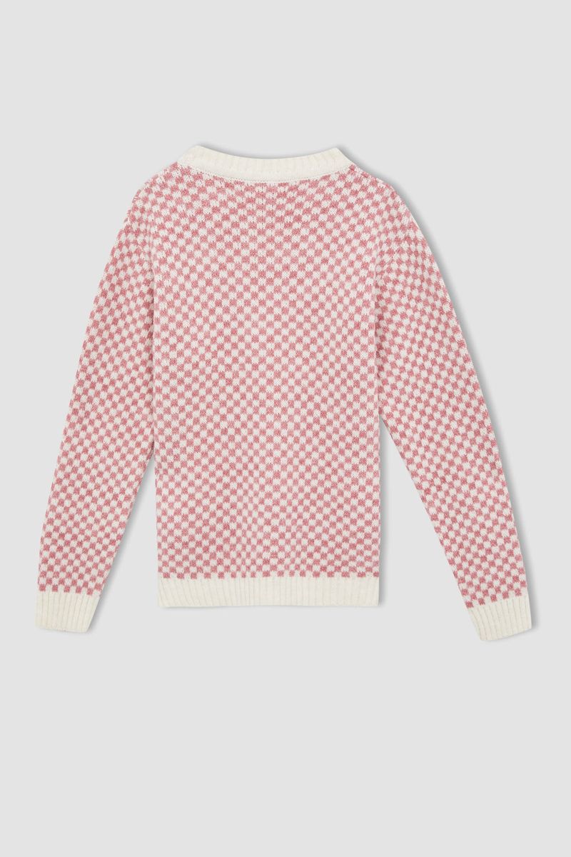 Girl - Regular Fit C Neck Long Sleeve Tricot Pullover - Purple
