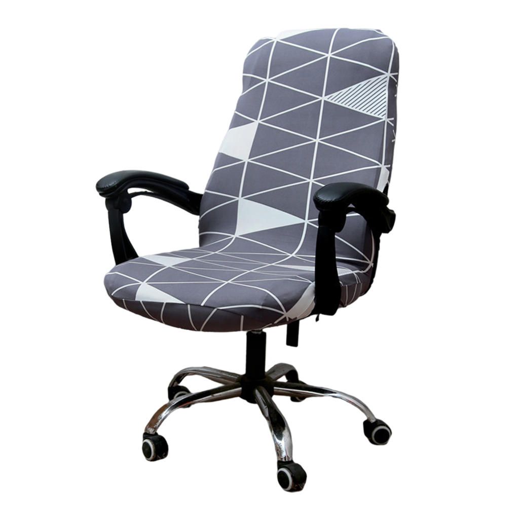 Rotating Chair Slipcover Stretch Desk Seat Cover Geometry Style