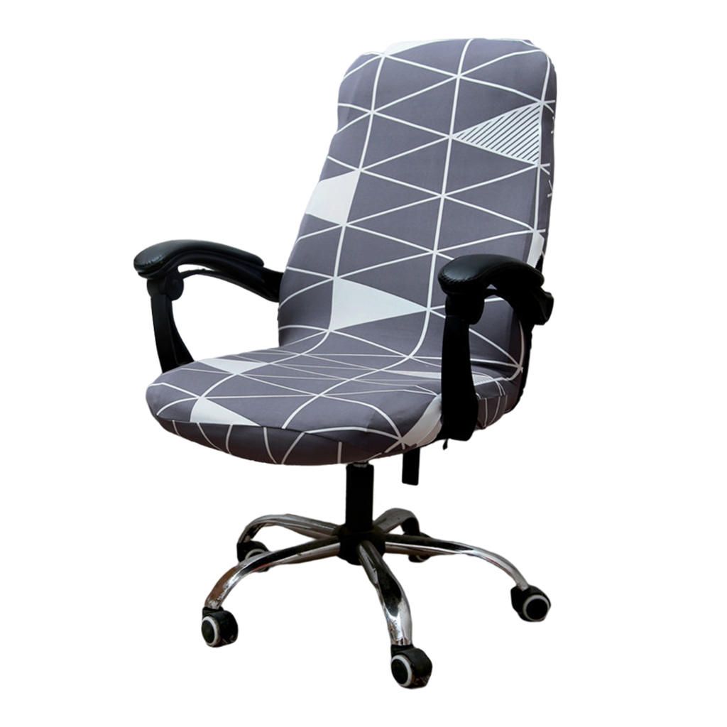 Rotating Chair Slipcover Stretch Desk Seat Cover Geometry Style