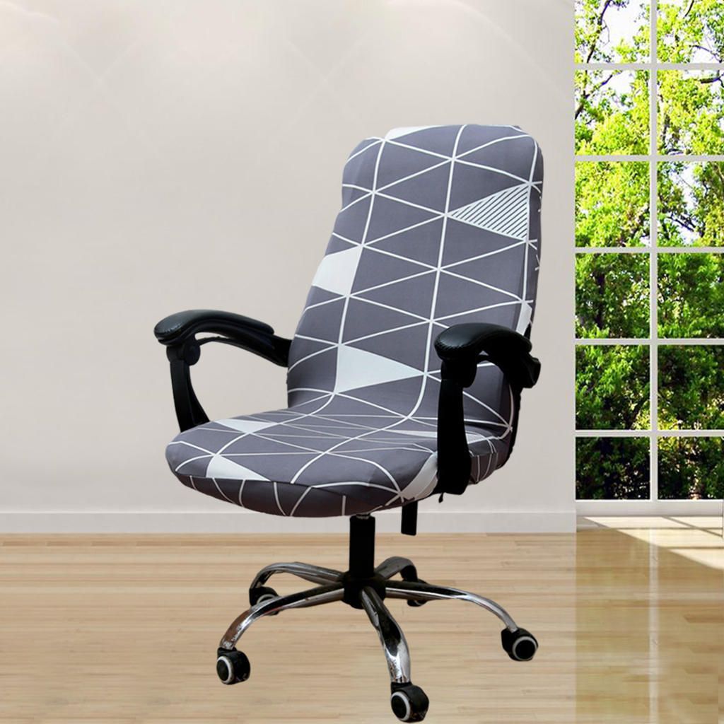 Rotating Chair Slipcover Stretch Desk Seat Cover Geometry Style