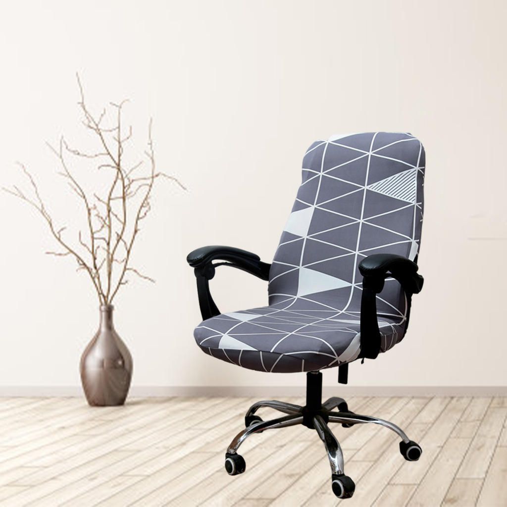 Rotating Chair Slipcover Stretch Desk Seat Cover Geometry Style