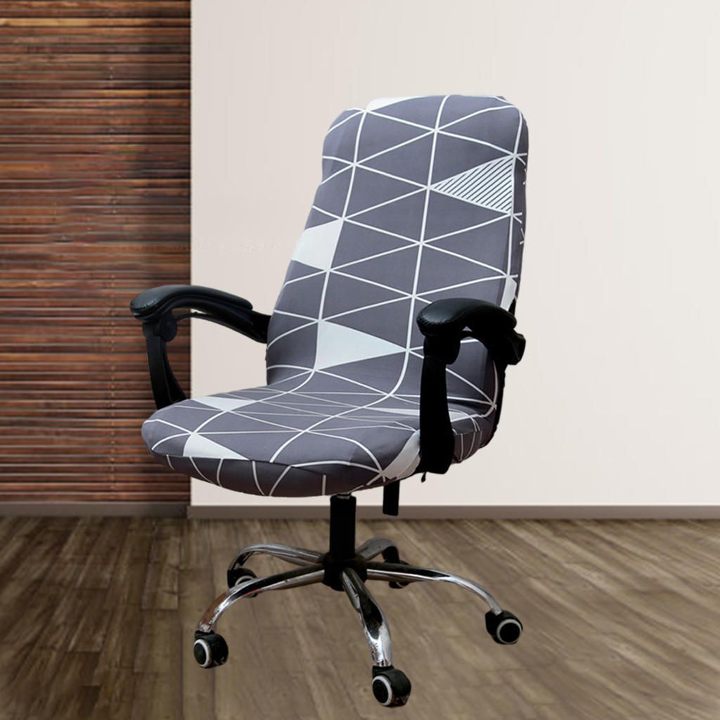 Rotating Chair Slipcover Stretch Desk Seat Cover Geometry Style
