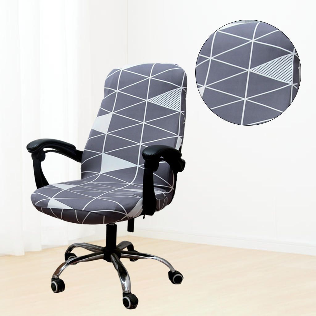 Rotating Chair Slipcover Stretch Desk Seat Cover Geometry Style