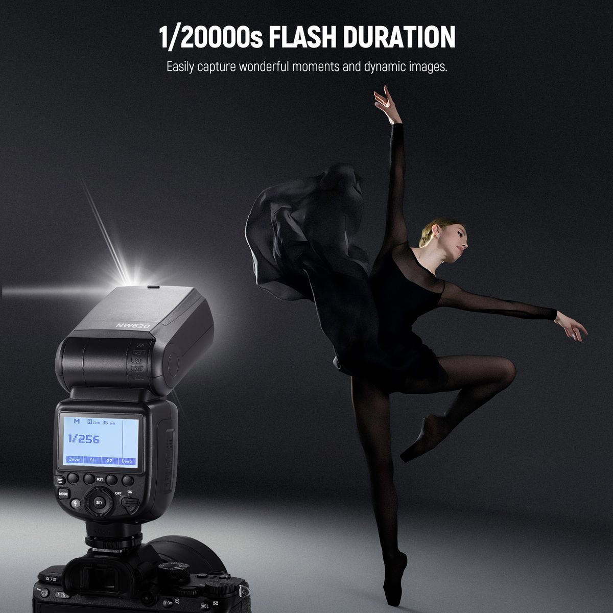 NW620 GN60 Speedlite Flash For Canon Nikon Panasonic Olympus Pentax Fijifilm DSLRs And Mirrorless Cameras And Sony With Mi Hot Shoe Like A9 A7 A7II A7III A7R III A7RII A7SII A6000 A6300 A6500