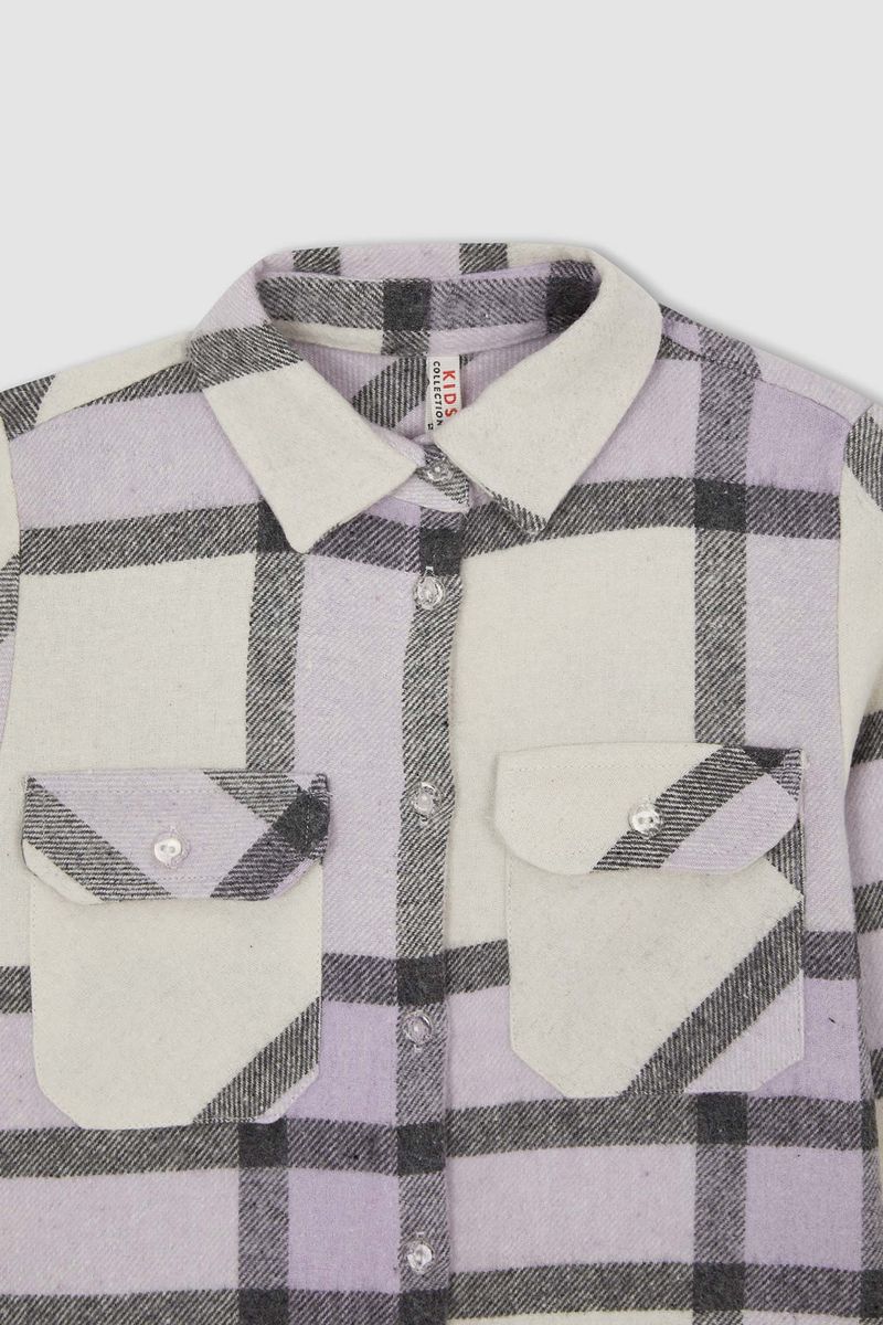Girl - Oversize Fit Woven Long Sleeve Shirt - Purple
