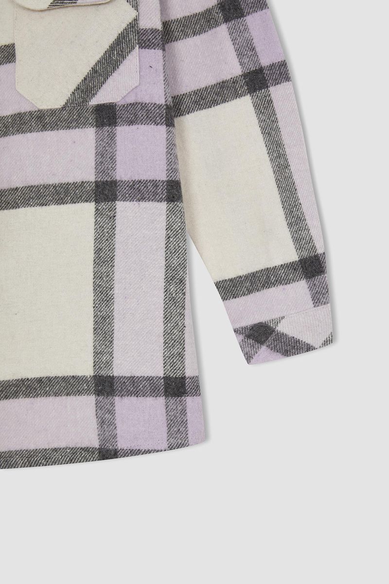 Girl - Oversize Fit Woven Long Sleeve Shirt - Purple