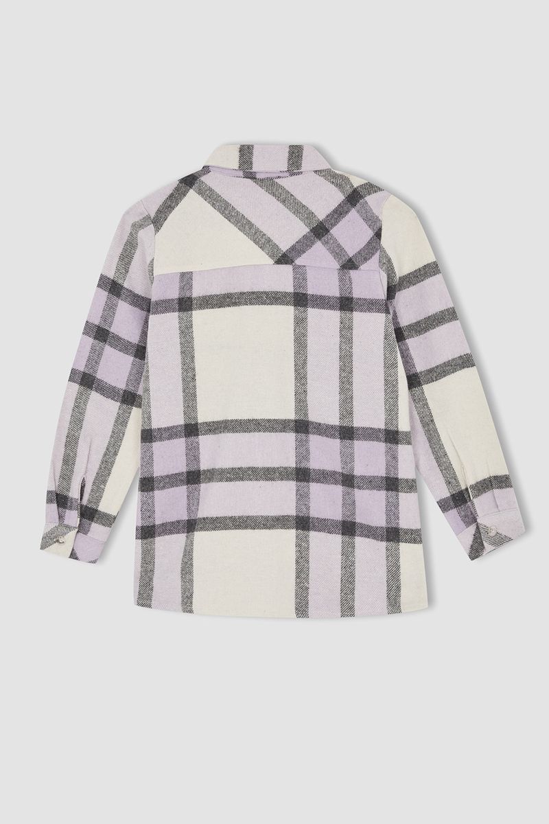 Girl - Oversize Fit Woven Long Sleeve Shirt - Purple