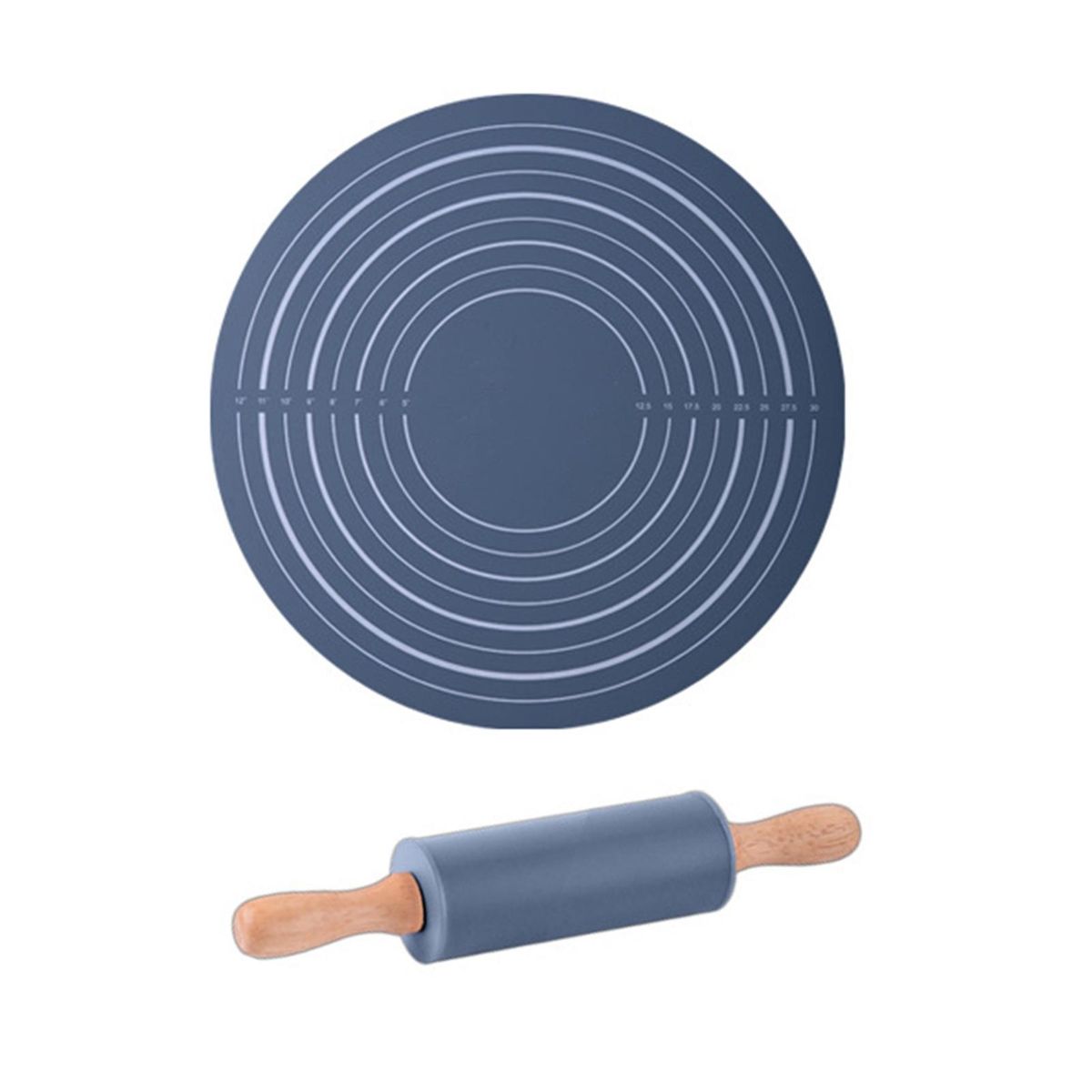 1 Set Kneading Mat Kneading Pad with Rolling Pin Set Grey