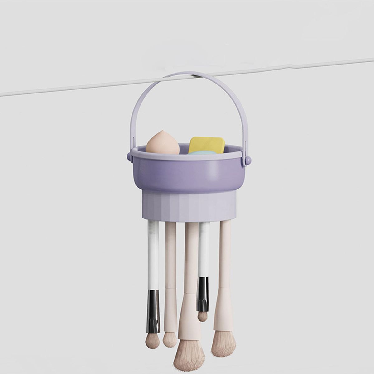 2 In 1 Makeup Brush Cleaner Mat Stand Basket