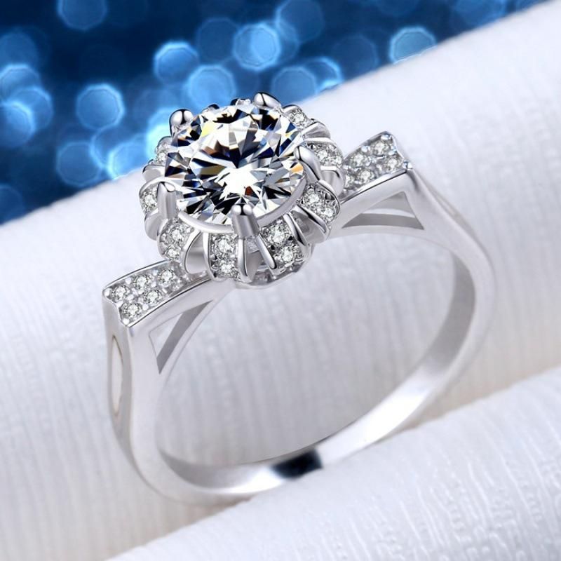Tik Tok Live Stream Supply Kitten Luxury Female Simulation Ring Pen Diamond Moissanite Diamond Ring 1 Karat