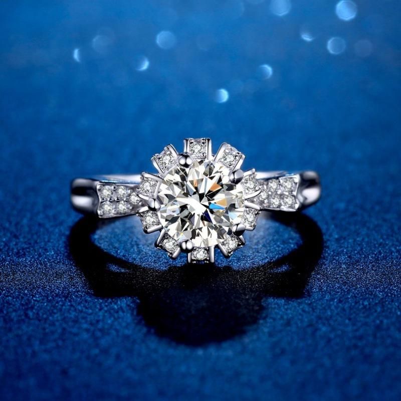 Tik Tok Live Stream Supply Kitten Luxury Female Simulation Ring Pen Diamond Moissanite Diamond Ring 1 Karat