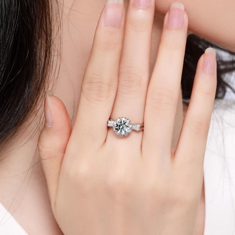 Tik Tok Live Stream Supply Kitten Luxury Female Simulation Ring Pen Diamond Moissanite Diamond Ring 1 Karat