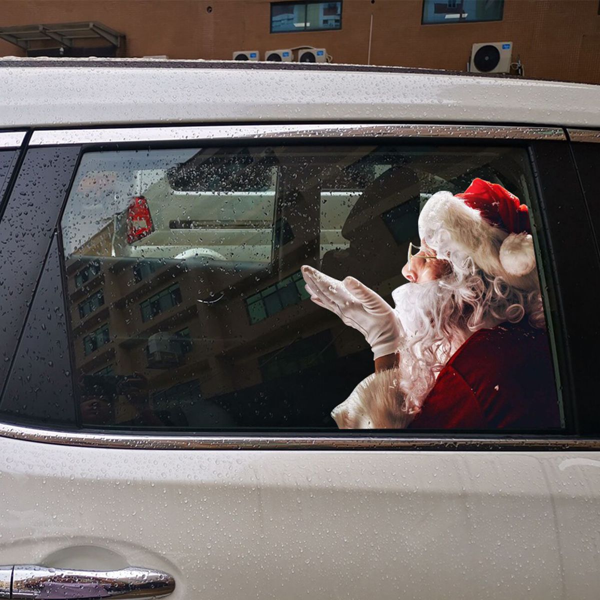 Car Window Stickers 2PCS 40*40cm 3D Cartoon Santa Car Window