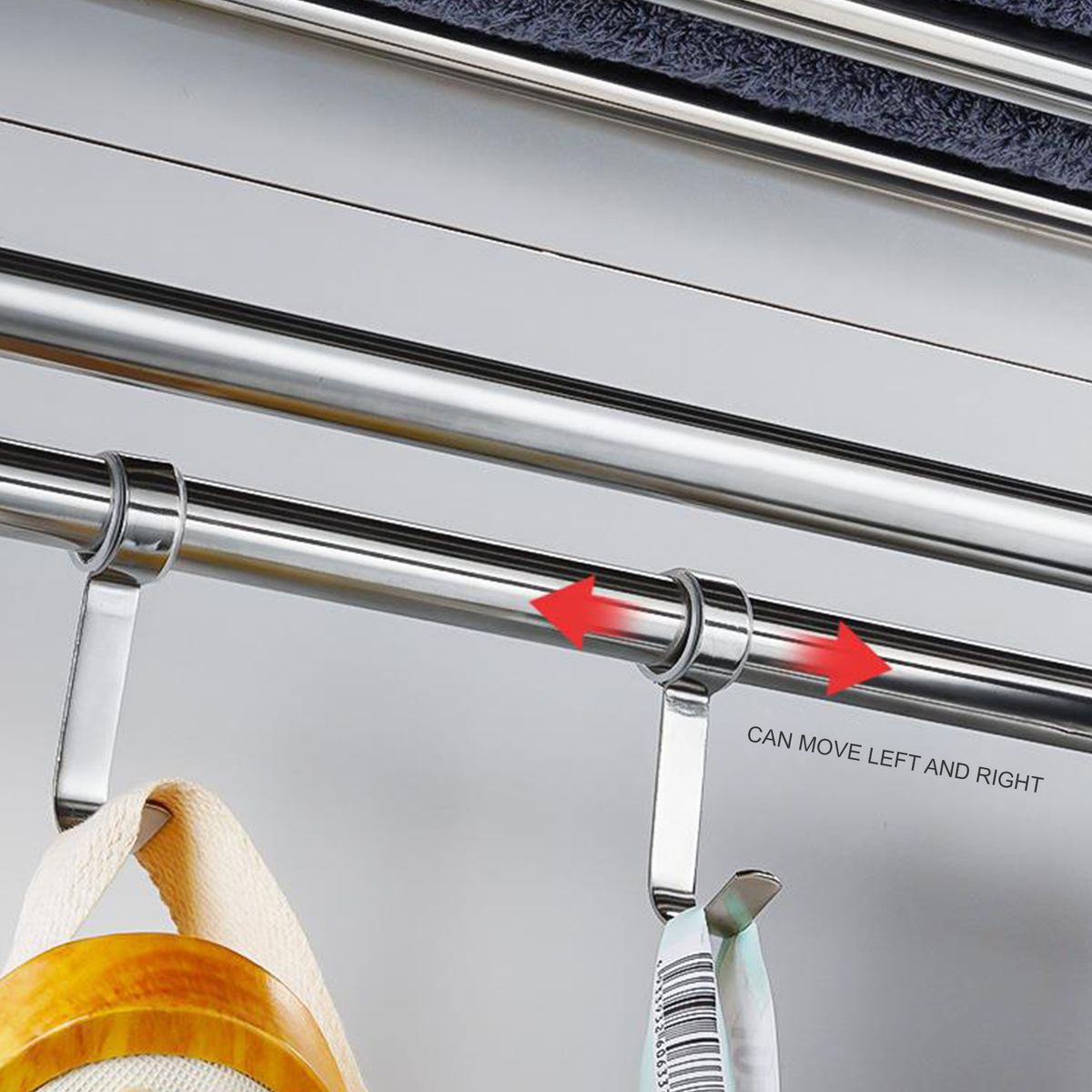 Bath Towel Rack Double Layered Bathroom Shelves With 4