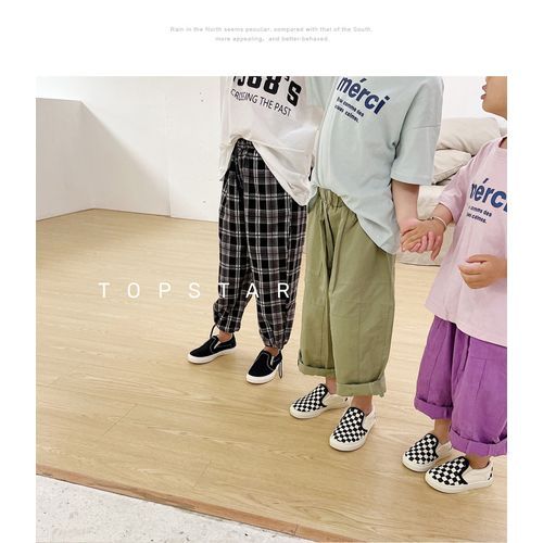 Canvas Plaid Loafers-Black White Grid