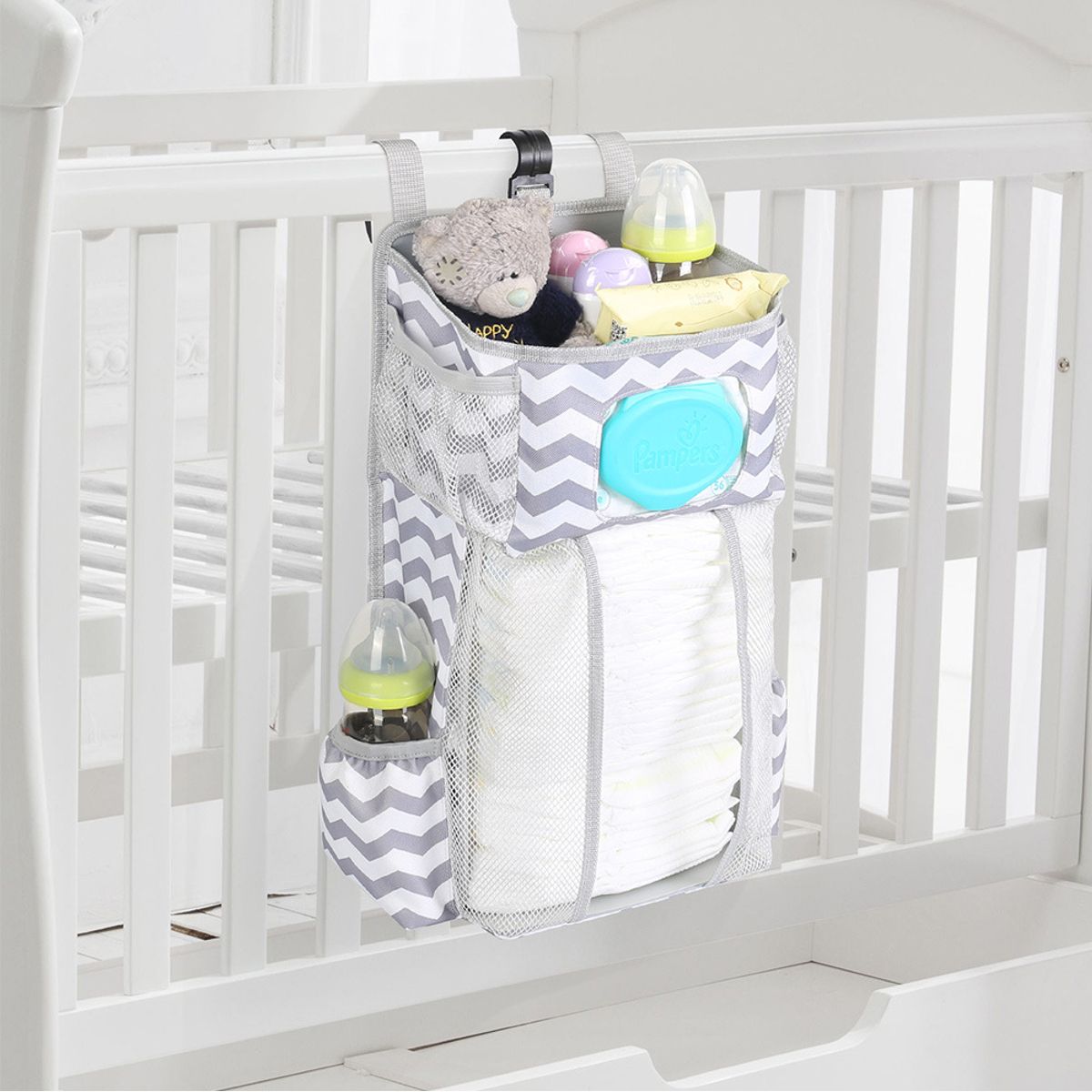 Baby Crib Cot K Bed Storage Bag Hanging Pocket Diaper Nappy
