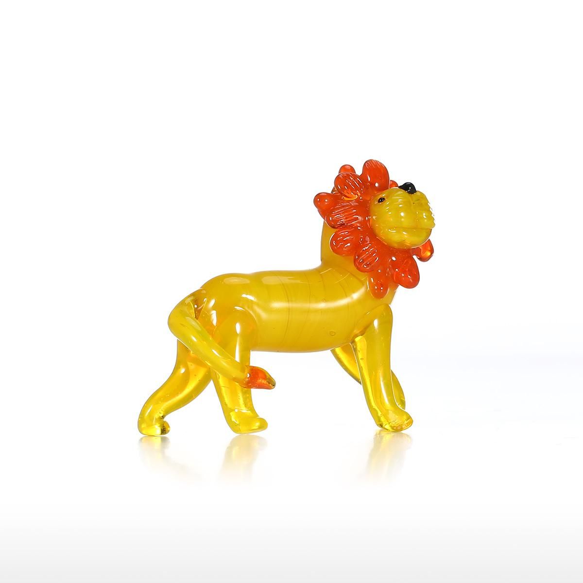 Little Lion Glass Ornament Animal Statue Figurine Hand Blown Glass Art Home Decor