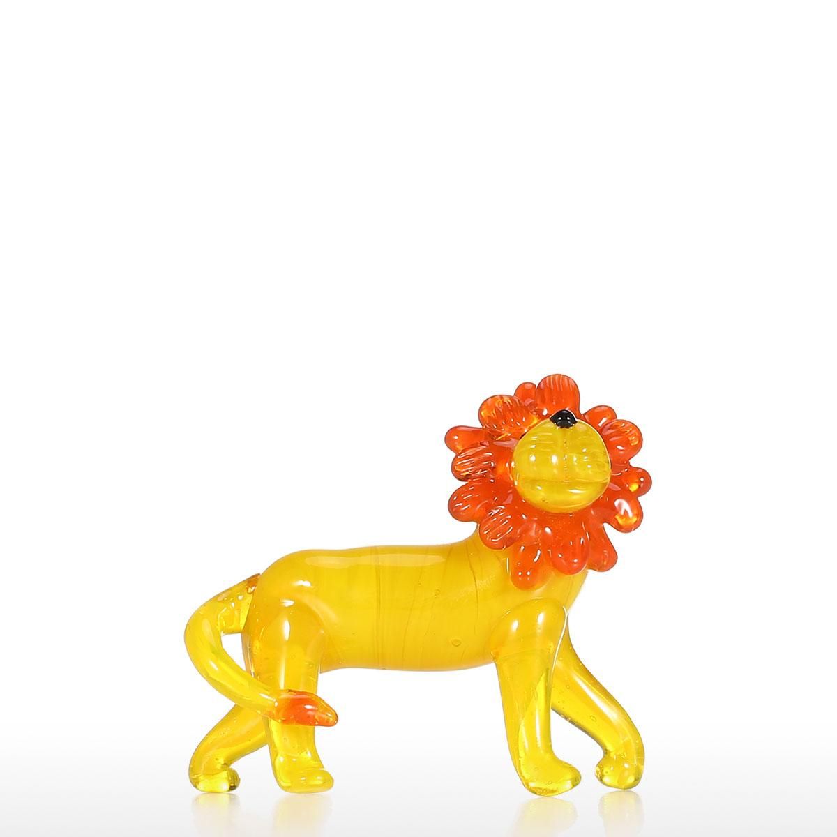 Little Lion Glass Ornament Animal Statue Figurine Hand Blown Glass Art Home Decor