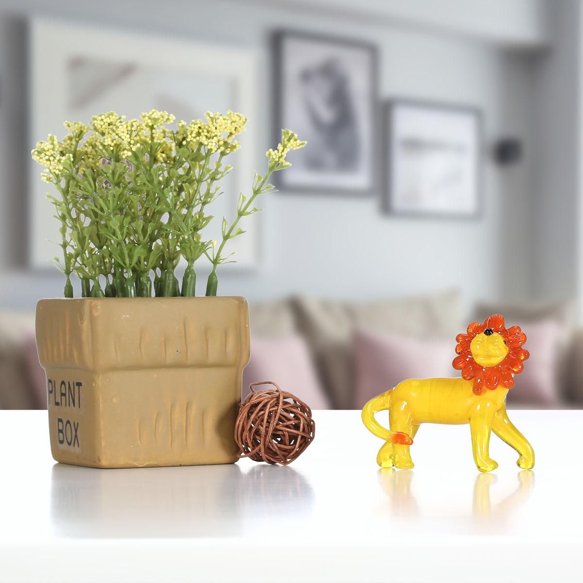 Little Lion Glass Ornament Animal Statue Figurine Hand Blown Glass Art Home Decor