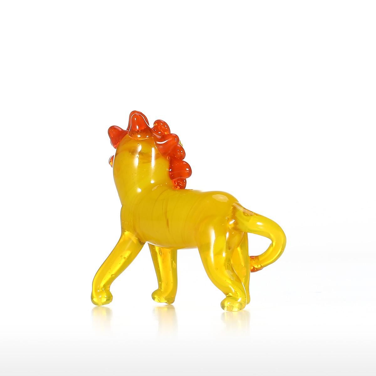 Little Lion Glass Ornament Animal Statue Figurine Hand Blown Glass Art Home Decor