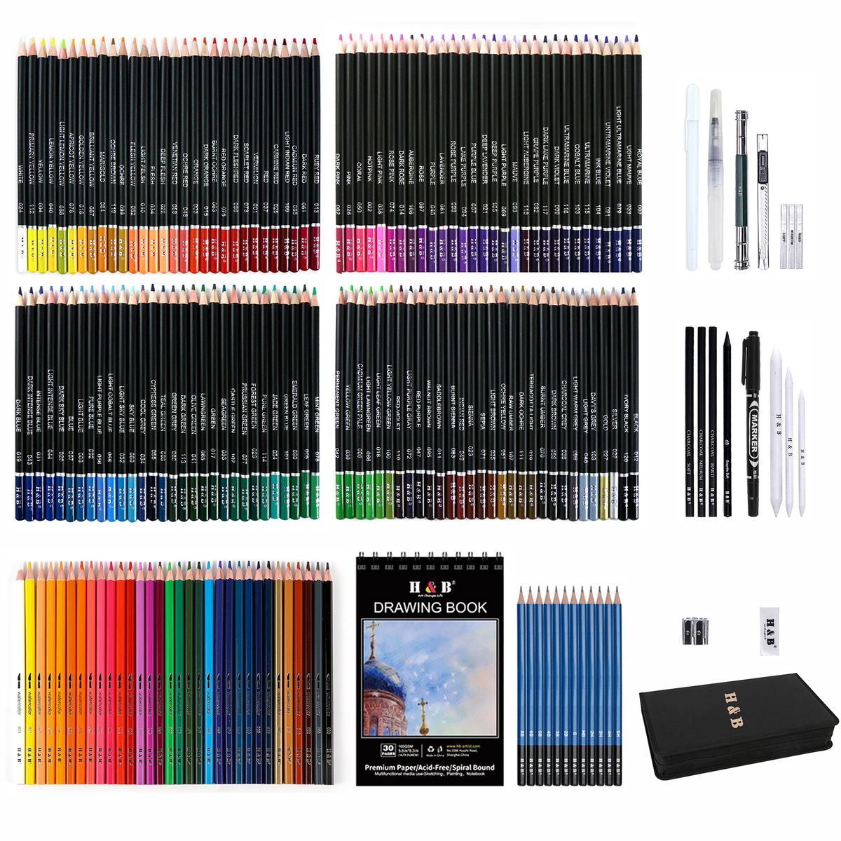 Colors Pencils Set 182PCS Professional Art Supplies 120