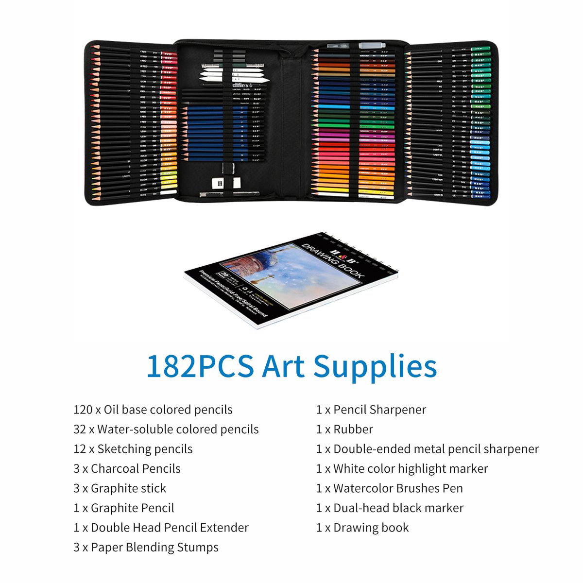 Colors Pencils Set 182PCS Professional Art Supplies 120