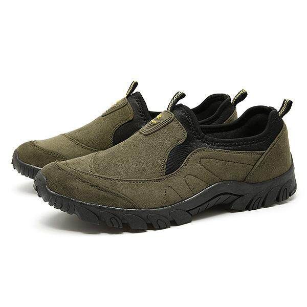Men Canvas Elastic Slip On Light Weight Sports Outdoors Walking Shoes Sneakers Dark Green {44}
