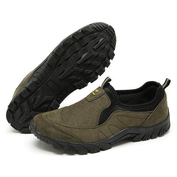 Men Canvas Elastic Slip On Light Weight Sports Outdoors Walking Shoes Sneakers Dark Green {44}