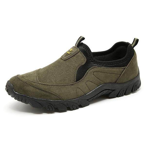 Men Canvas Elastic Slip On Light Weight Sports Outdoors Walking Shoes Sneakers Dark Green {44}