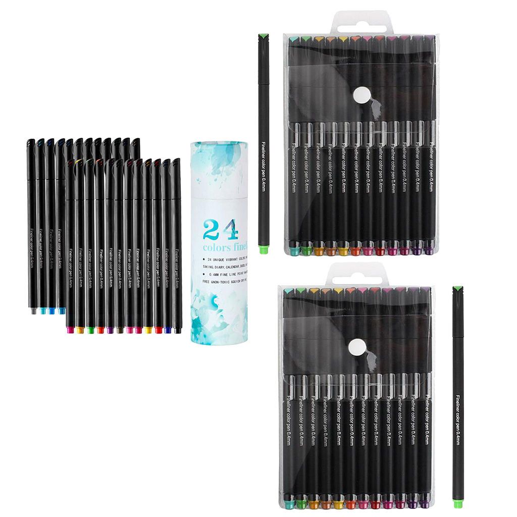 Pack Of 12/24Pcs (Pvc Bag /Boxed) Multi Colored Fine Liner Sketch