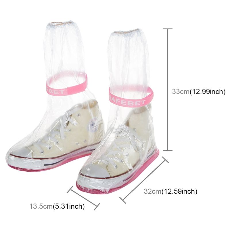 High Tube PVC Non-slip Waterproof Reusable Rain Shoe Boots Cover(Transparent)