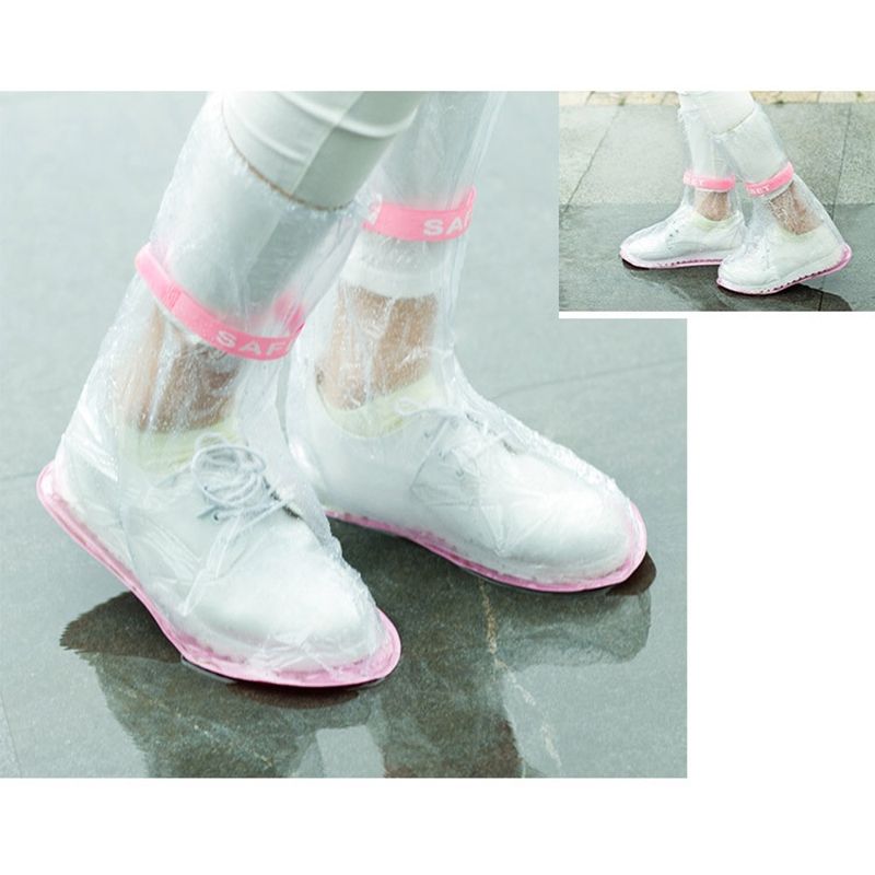 High Tube PVC Non-slip Waterproof Reusable Rain Shoe Boots Cover(Transparent)