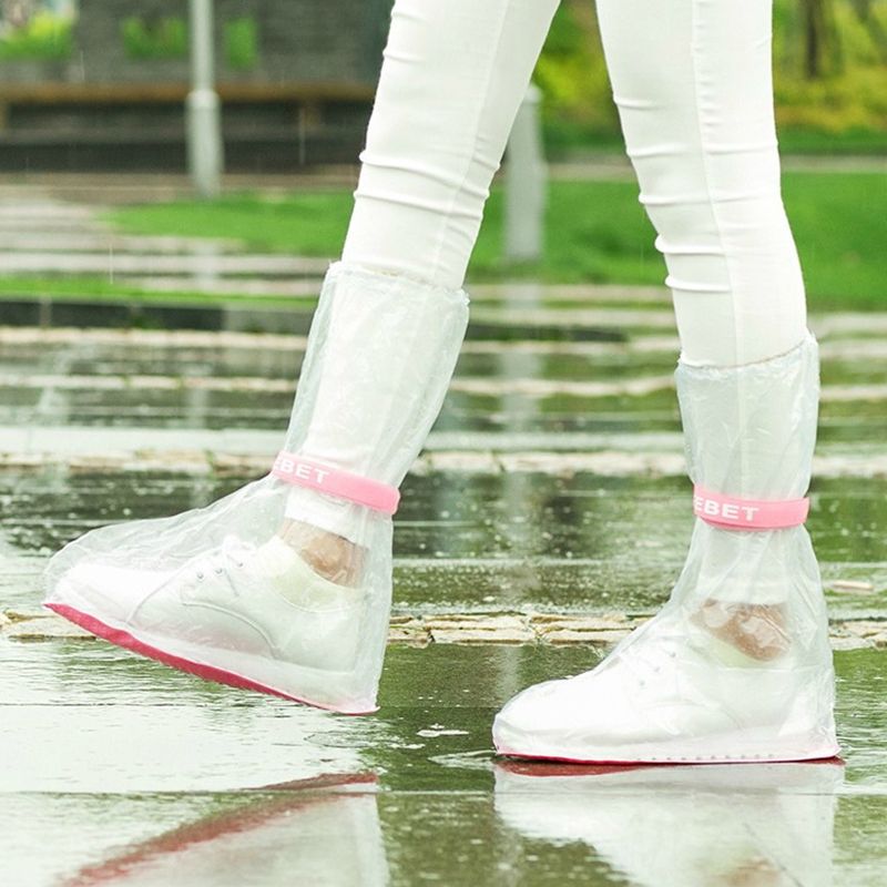 High Tube PVC Non-slip Waterproof Reusable Rain Shoe Boots Cover(Transparent)