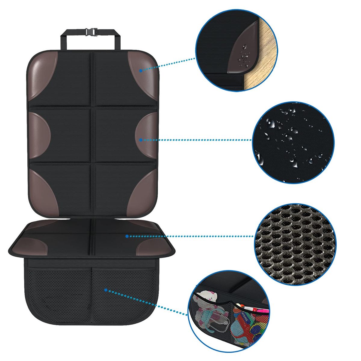 Brown Car Seat Protector, Carseat Seat Protectors with Thickest Waterproof Fabric Pad, XL Large Size carseat Protectors for Vehicles, SUV, Sedan, Truck, Leather and Fabric Car Seat