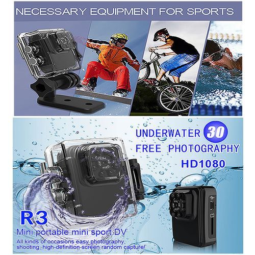 R3 WiFi Mini Camera HD 1080P Micro Camera Infrared Night Vision Mini Sports DV Cam Loop Recording For Hiking Riding(Standard)(No Wifi Red)