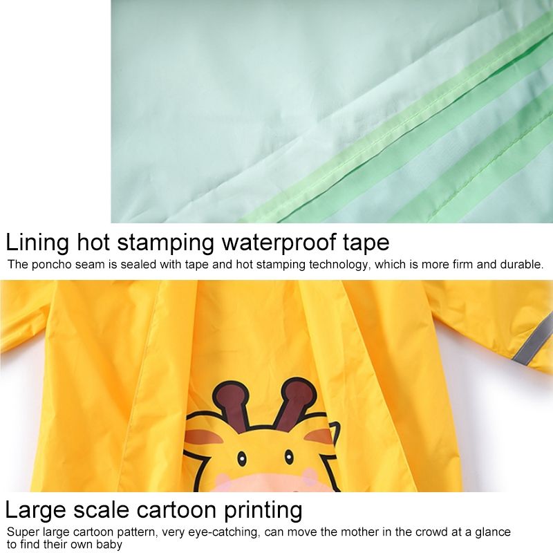 Kids Cartoon Animal Waterproof Jumpsuit Raincoat Boys Girls Children Rainwear Hooded Raincoat Suit, Size:M(Green)