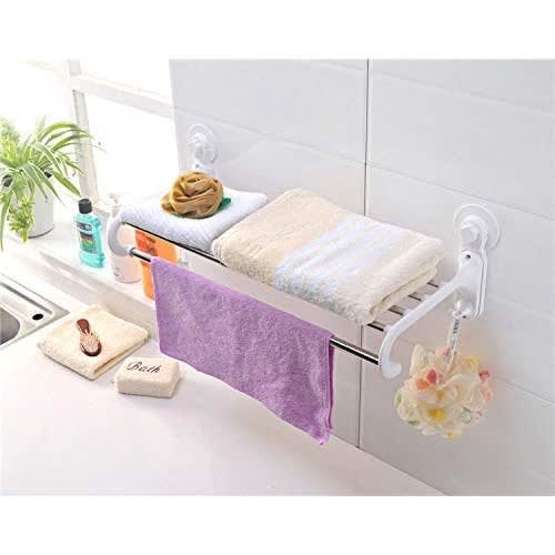 Double Layer Storage Towel Rack With Suction Cups