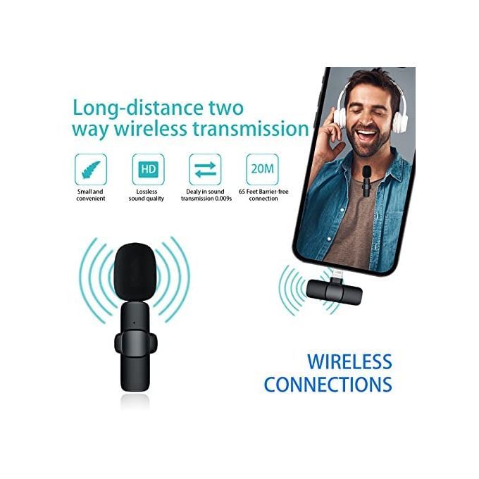 Wireless Lavalier Microphone For IPhone IPad, Lapel Clip-on Mini Wireless Mic For TikTok Vlog YouTube, Facebook Live Stream, Auto-syncs Microphone (NO APP Or Bluetooth)