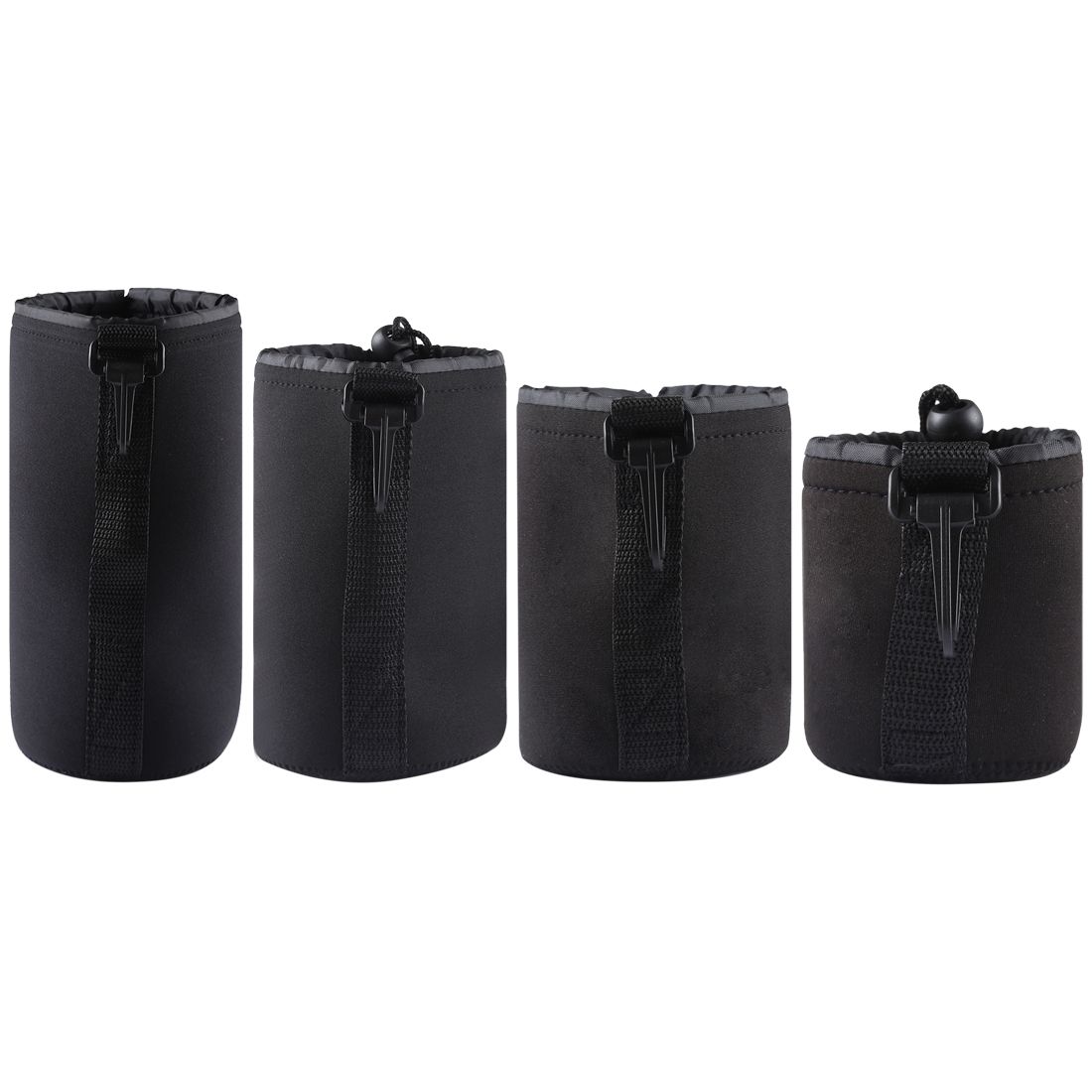4 PCS Neoprene SLR Camera Lens Carrying Bag Pouch Bag With Carabiner, Size: 10x22cm, 10x14cm, 10x18cm, 8x10cm