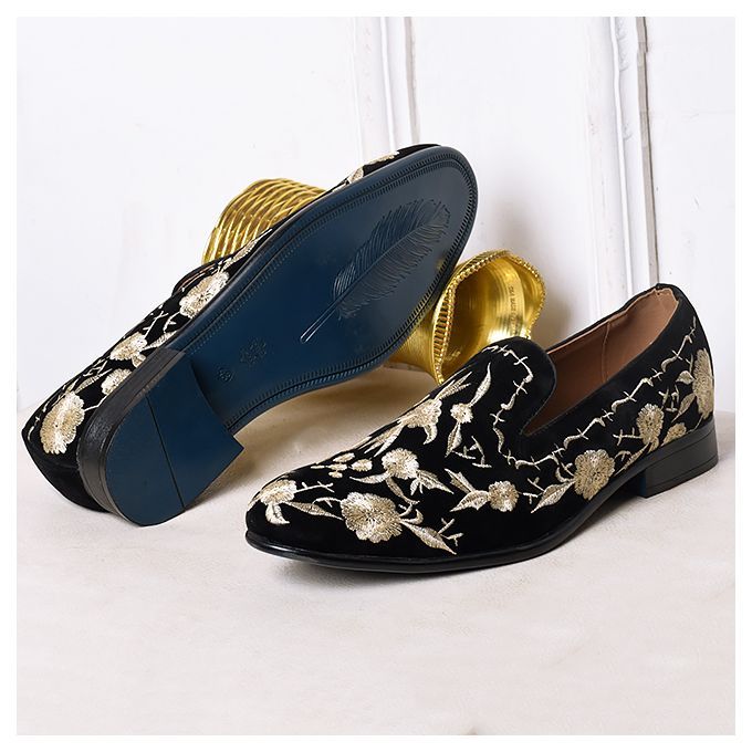 COOL FLOWER SUEDE DESIGNERS SHOES BLACK