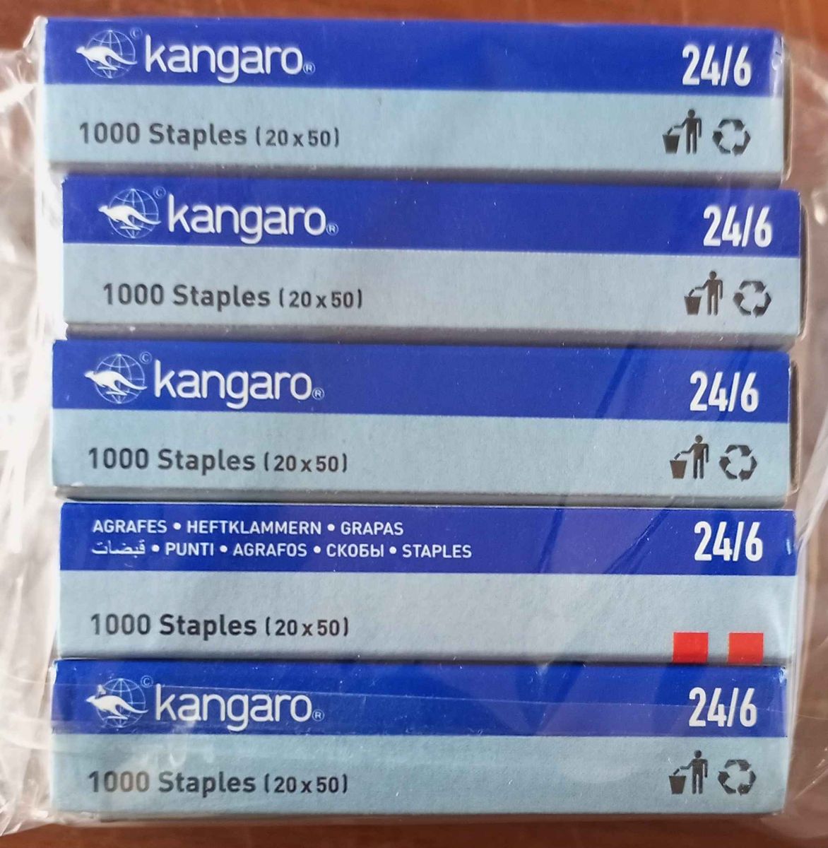 Staple Pin - Kangaroo 24/6 Staple Pins - 5 Packs X 1000 Pins