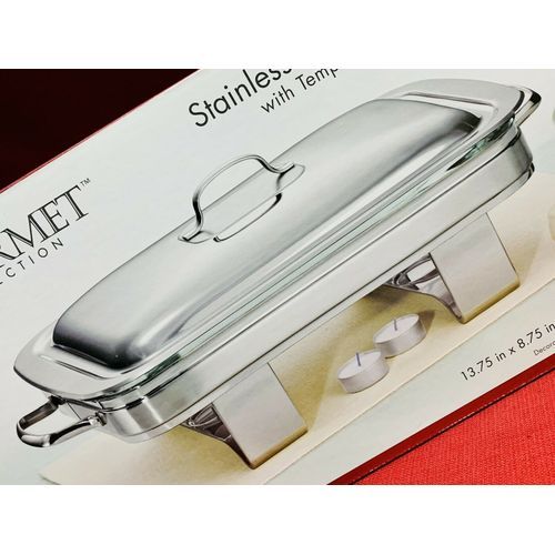 Gourmet Stainless Steel Buffet Server With Tempered Glass