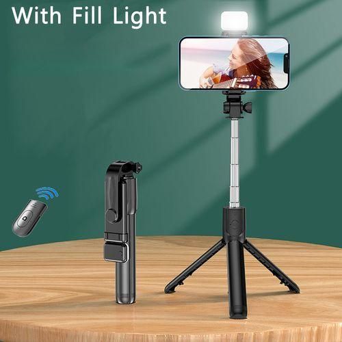 Bluetooth Selfie Stick Tripod + Fill Light + Bluetooth Remote Control