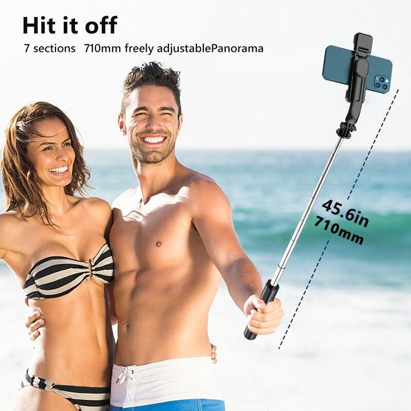 Bluetooth Selfie Stick Tripod + Fill Light + Bluetooth Remote Control