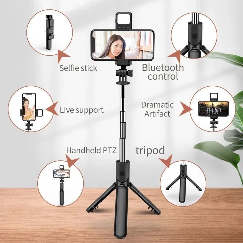 Bluetooth Selfie Stick Tripod + Fill Light + Bluetooth Remote Control